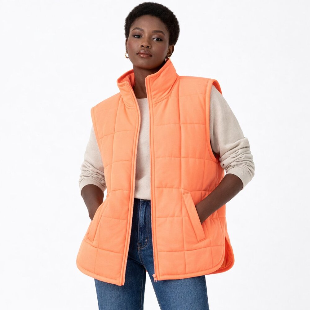 NWT Lou & Grey Signature Soft Oversized Quilted Puffer Vest Coral XS